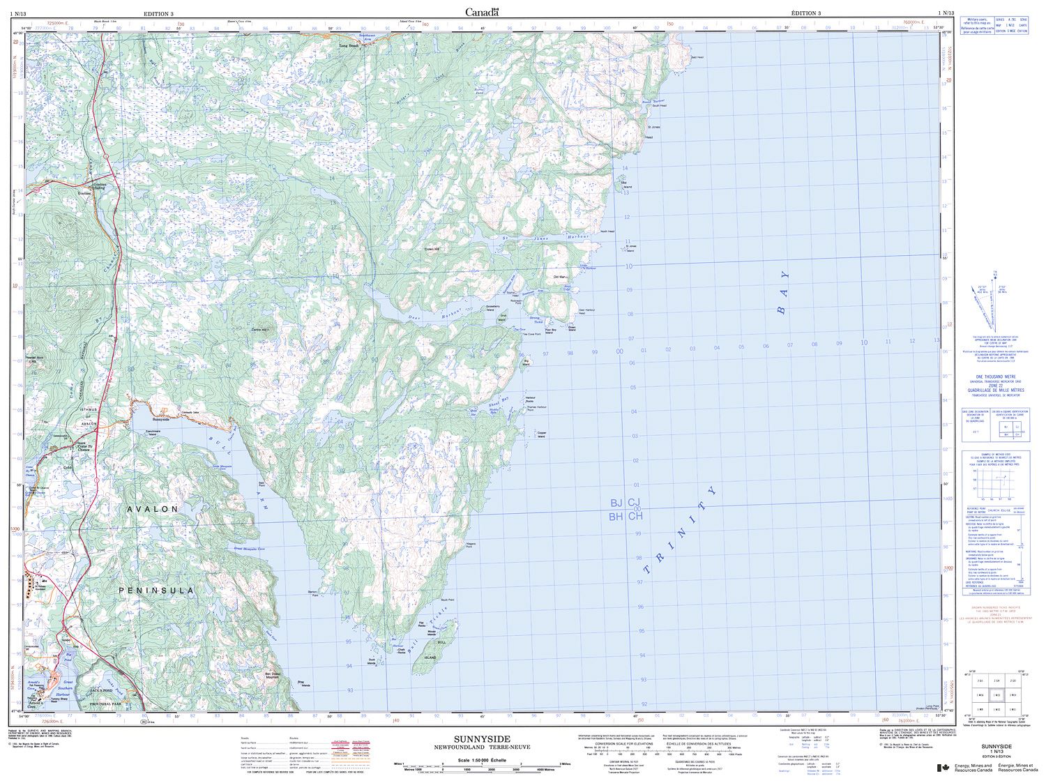 001N13 - SUNNYSIDE - Topographic Map