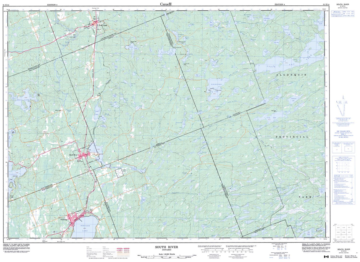 Up Rives Map 031E14 - SOUTH RIVER - Topographic Map