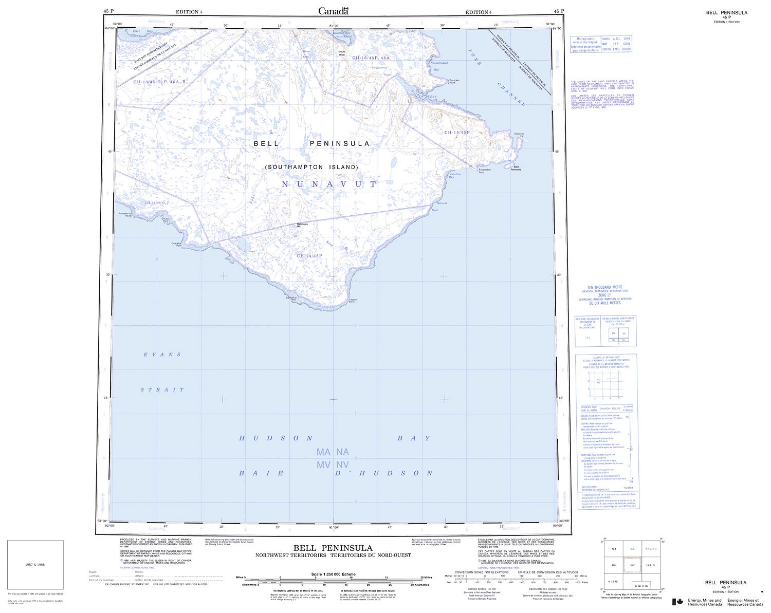 045P - BELL PENINSULA - Topographic Map