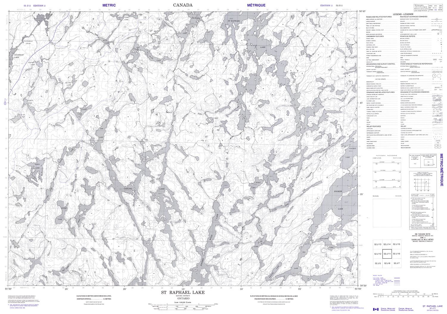 Saint Raphael Maps 052J11 - ST. RAPHAEL LAKE - Topographic Map