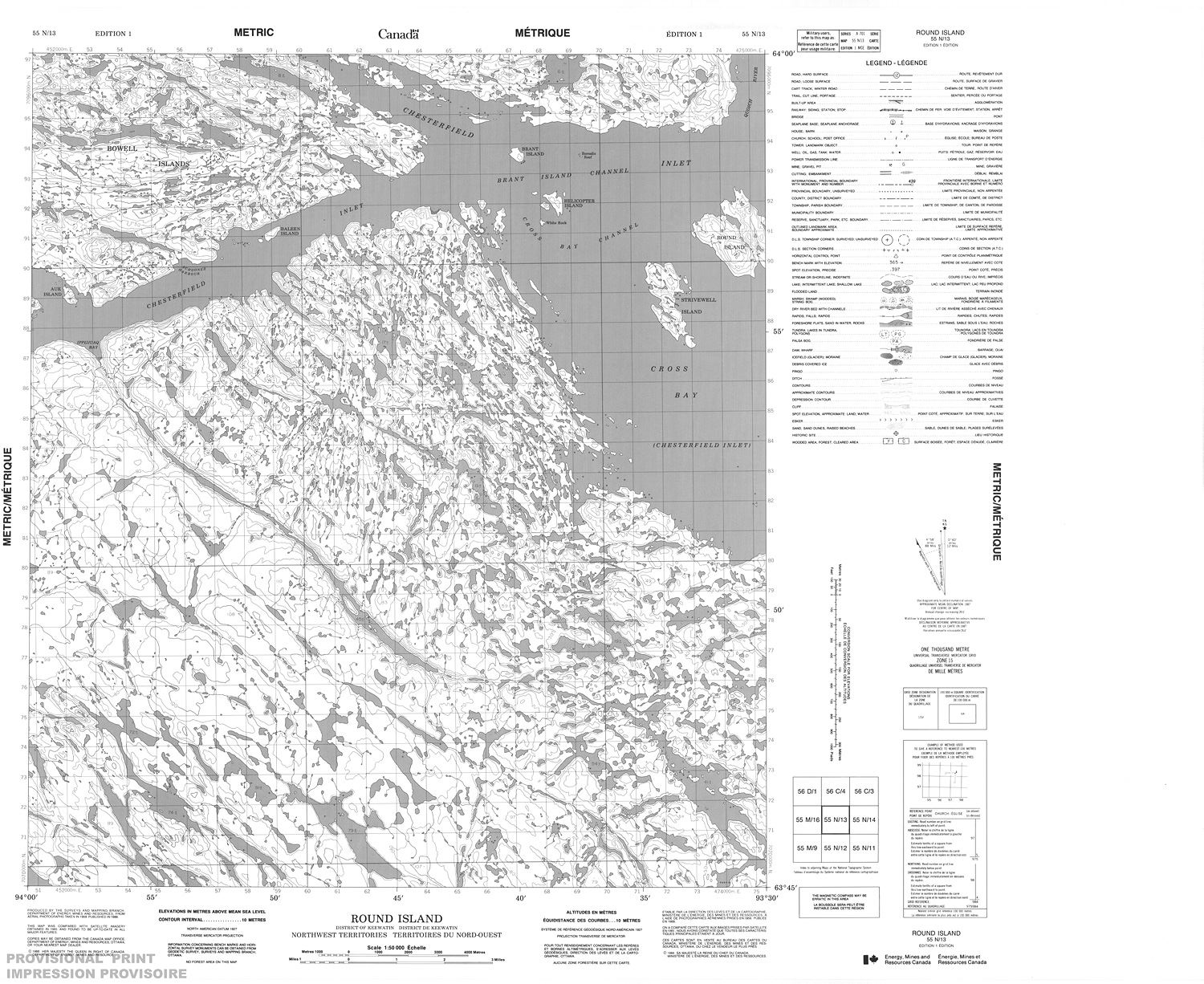Round Point Map 055N13 - ROUND ISLAND - Topographic Map