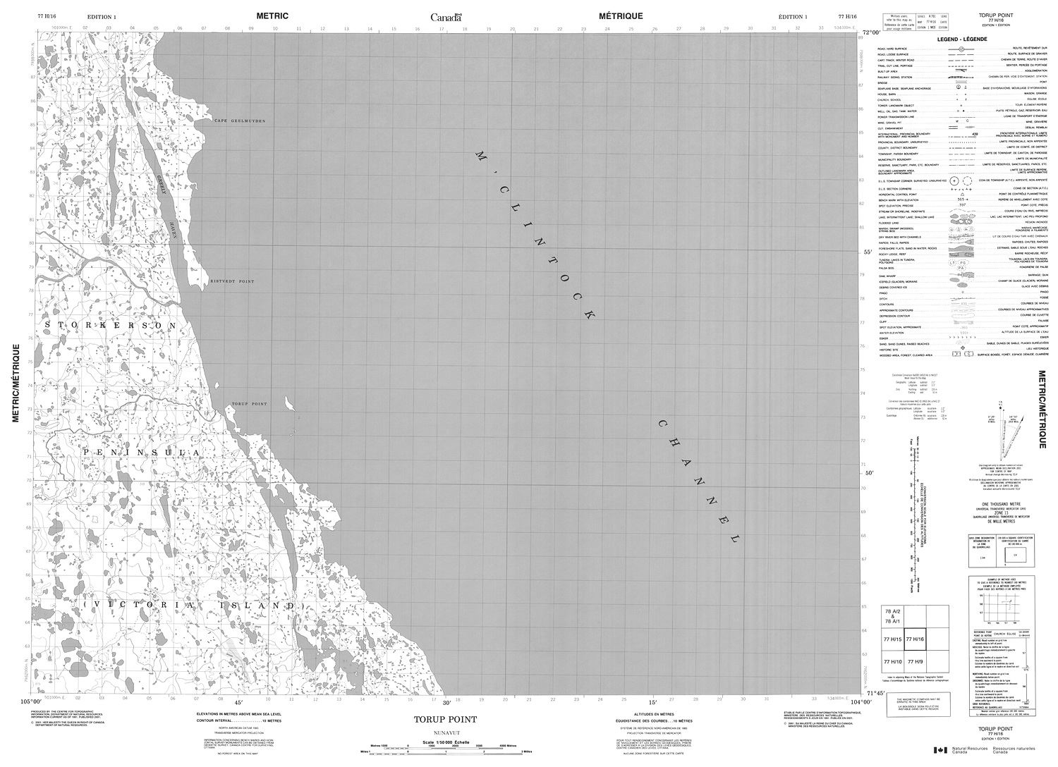 Toft Point Map 077H16 - TORUP POINT - Topographic Map