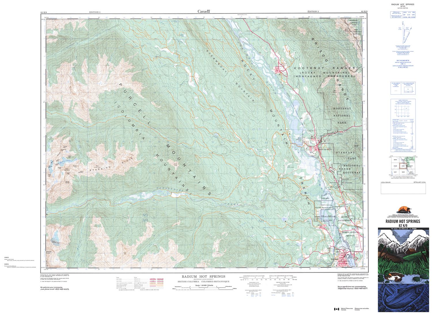 082K09 - RADIUM HOT SPRINGS - Topographic Map