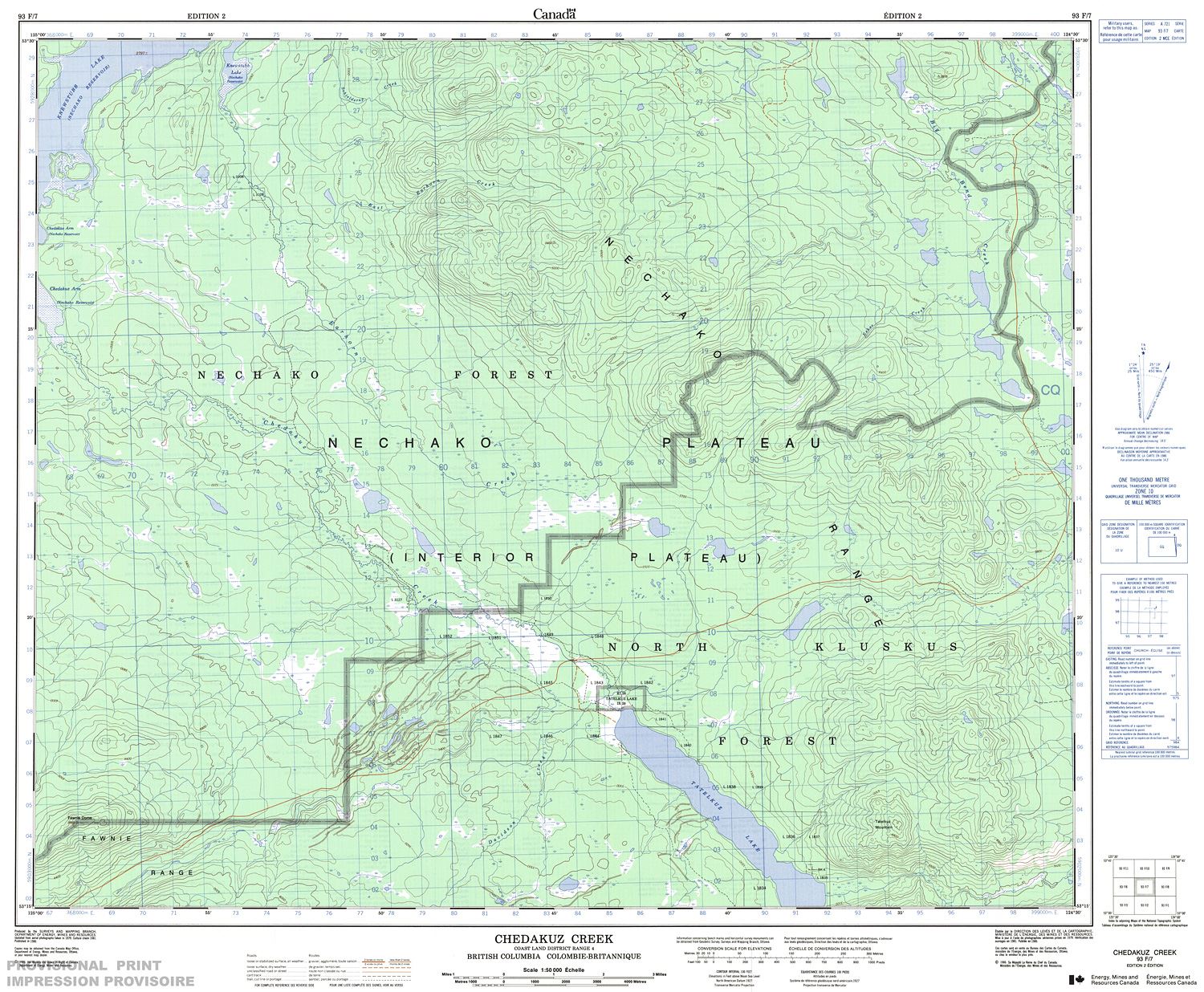 093F07 - CHEDAKUZ CREEK - Topographic Map