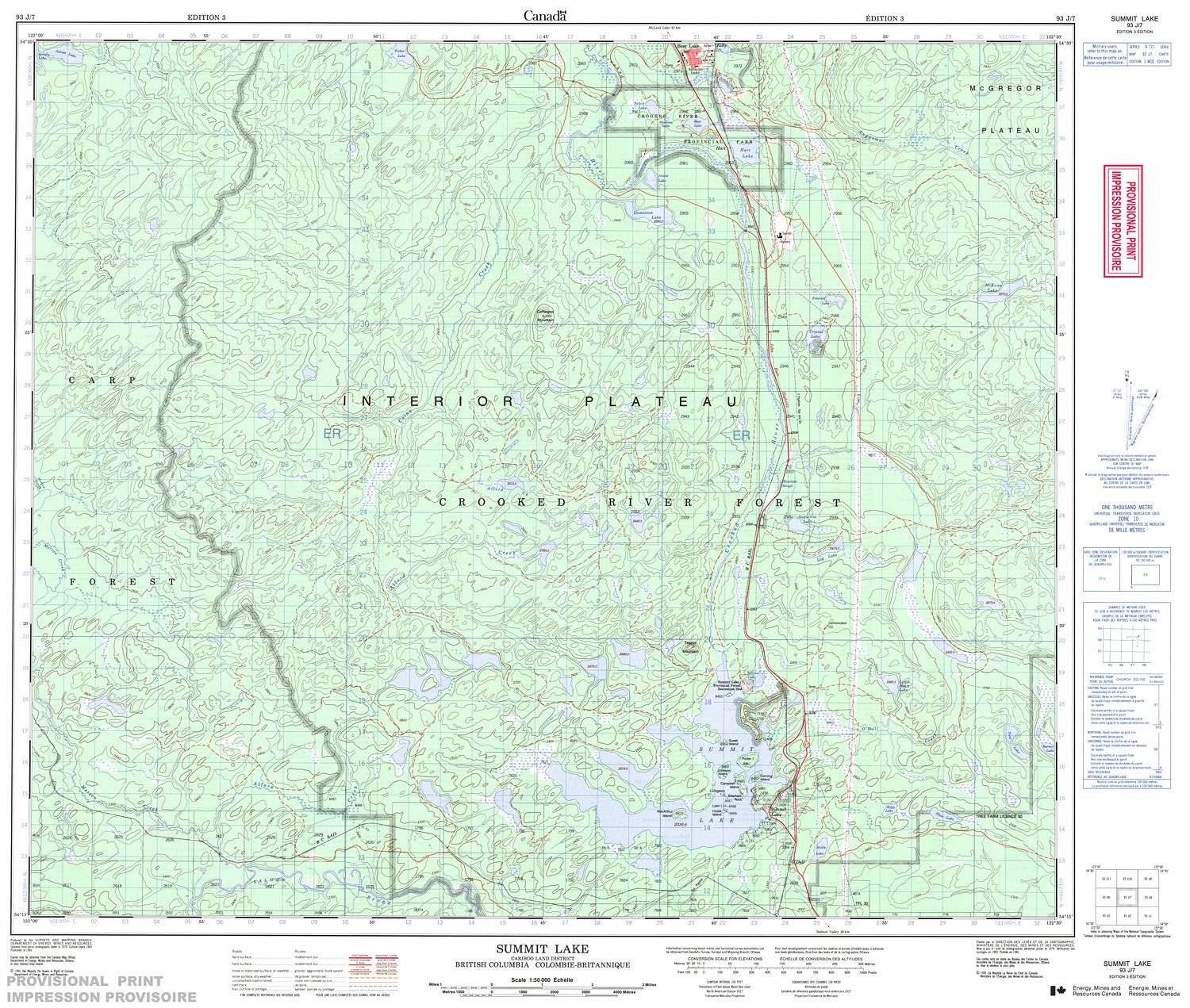 093J07 - SUMMIT LAKE - Topographic Map