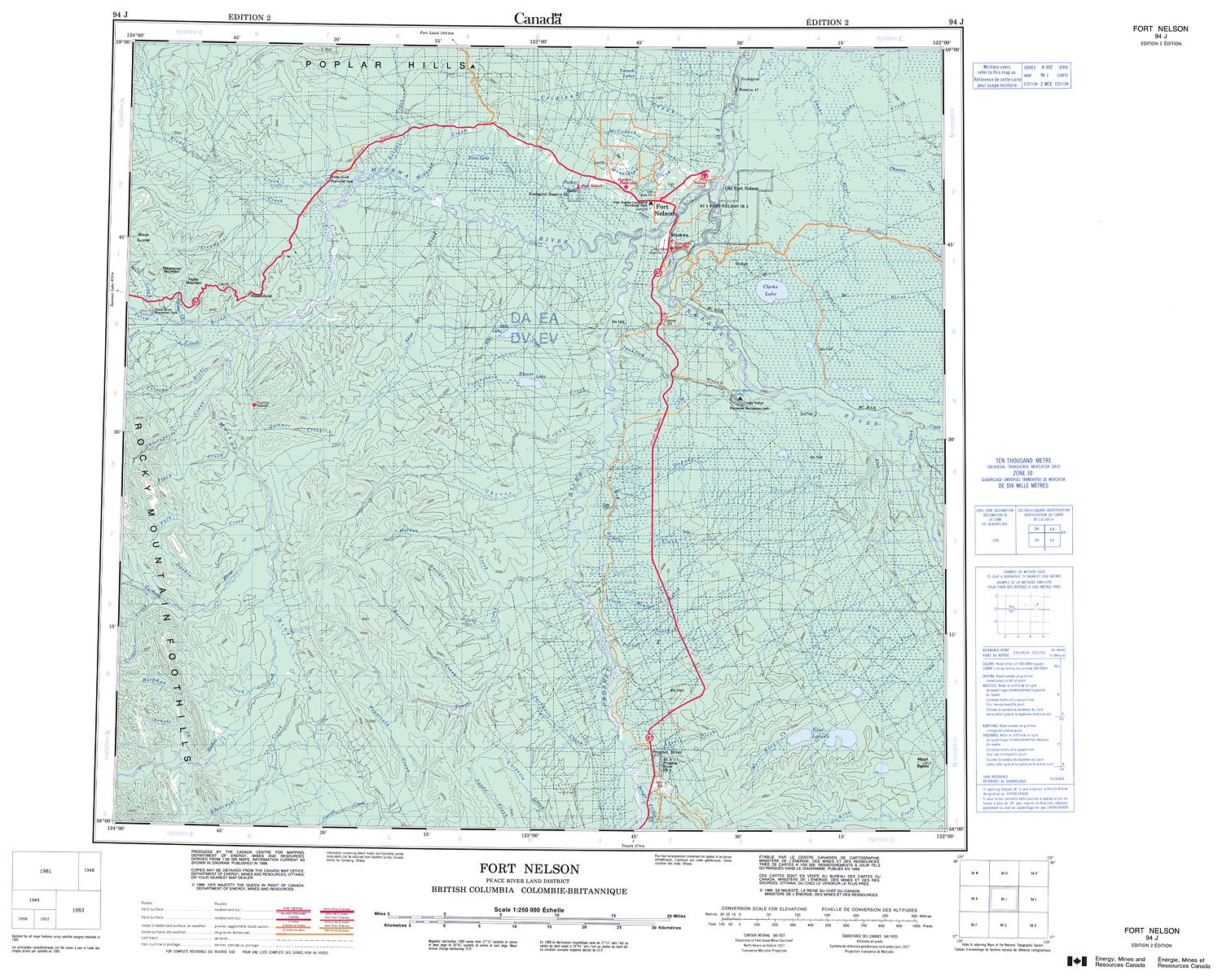 Fort Resolution Nt Map 094J - FORT NELSON - Topographic Map
