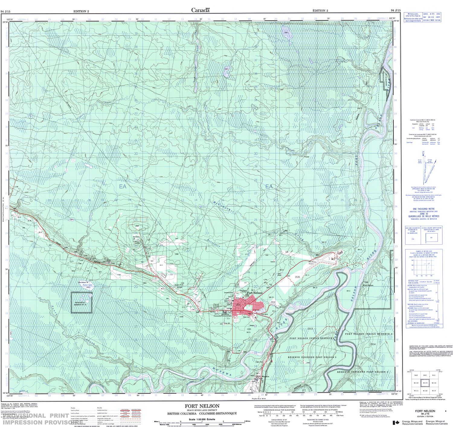 Fort Resolution Nt Map 094J15 - FORT NELSON - Topographic Map