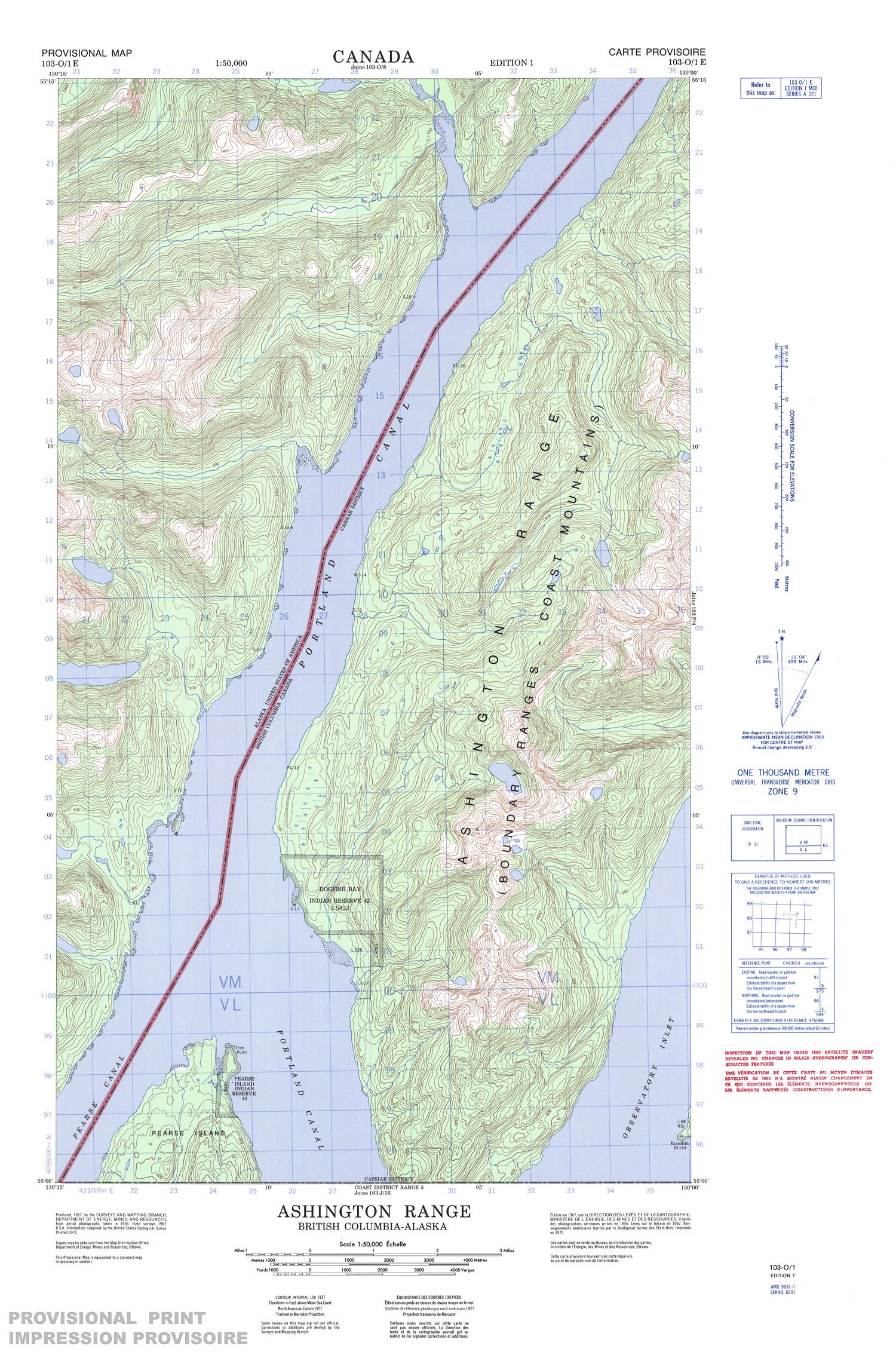 103O01E - ASHINGTON RANGE - Topographic Map