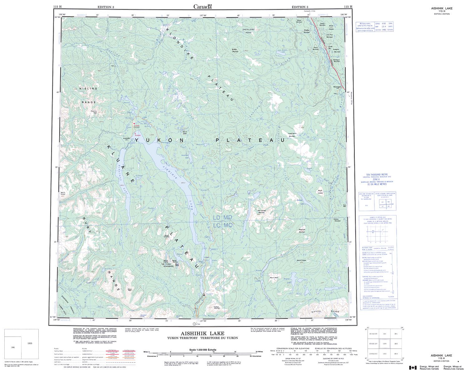 115H - AISHIHIK LAKE - Topographic Map