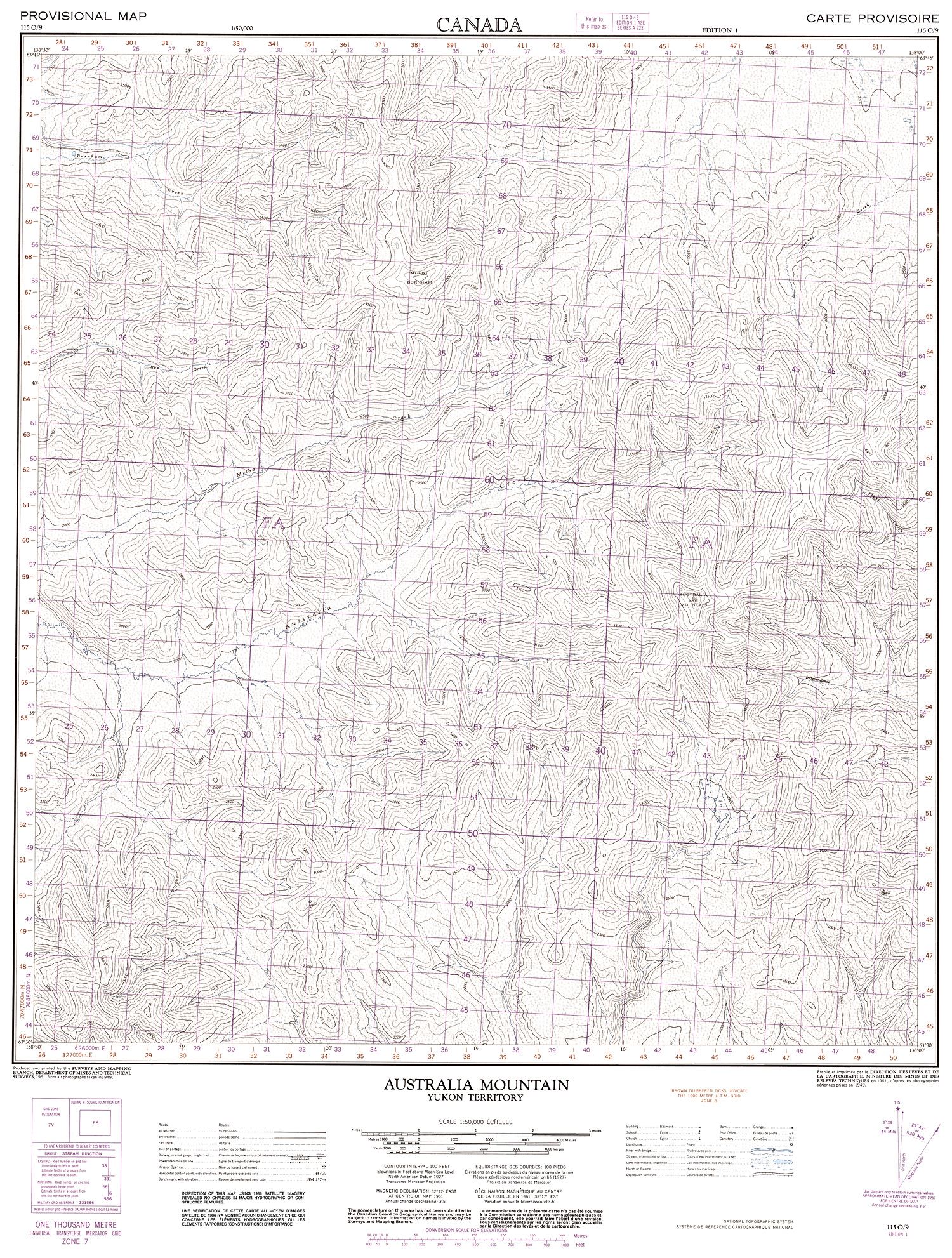 115O09 - AUSTRALIA MOUNTAIN - Topographic Map