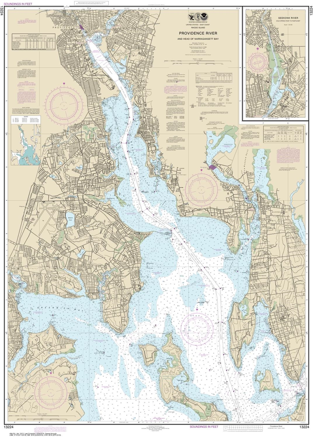NOAA Chart 13224. Nautical Chart of Providence River and Head of ...