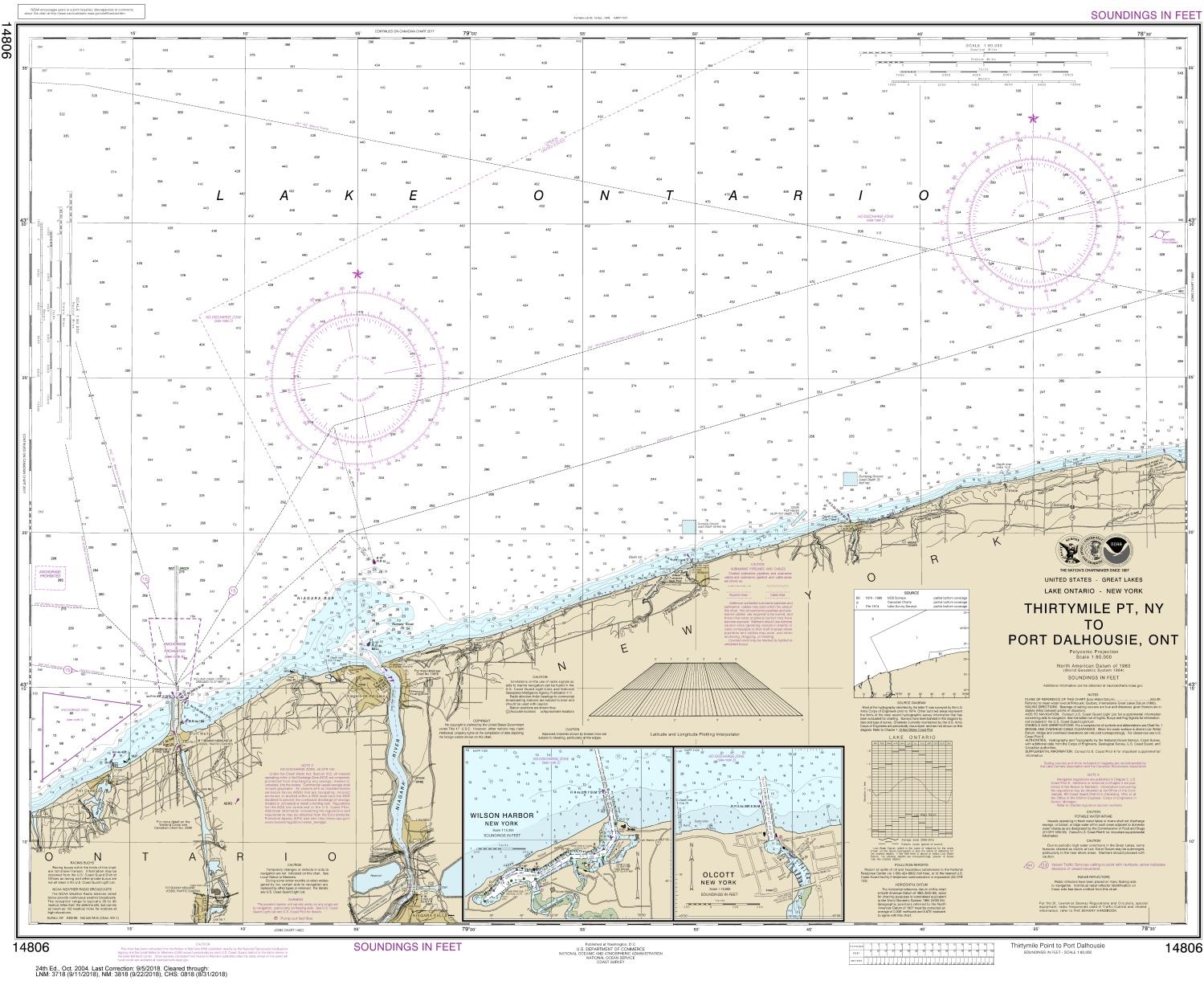 NOAA Chart 14806. Nautical Chart of Thirtymile Point, NY, to Port ...