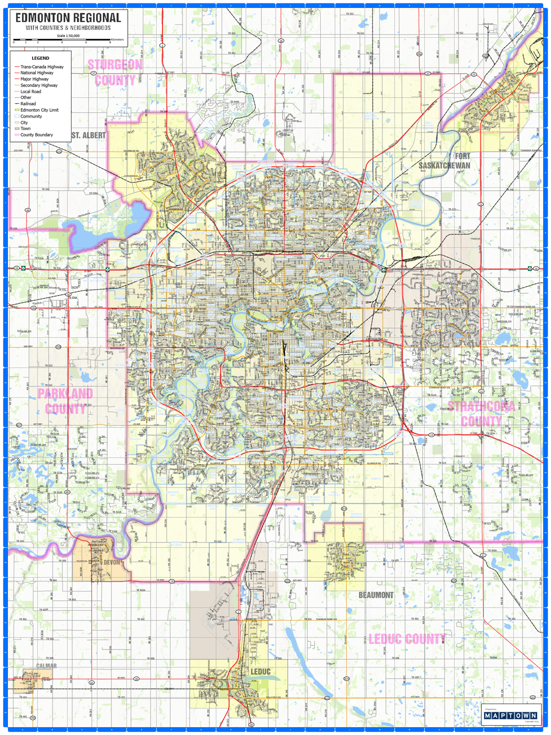 Edmonton Sw Rutherford Map Navigate Edmonton and surrounding areas with the MapTown Regional Wall ...