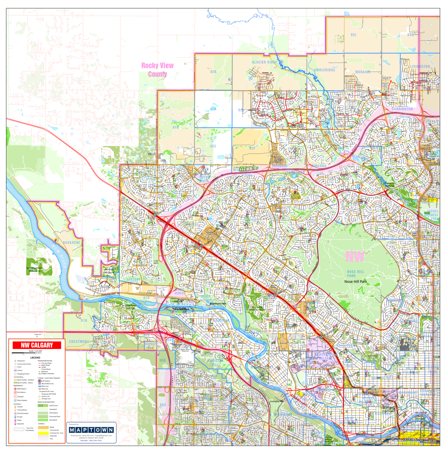 NW Calgary Detailed Wall Map. New detailed base map of Calgary and the ...