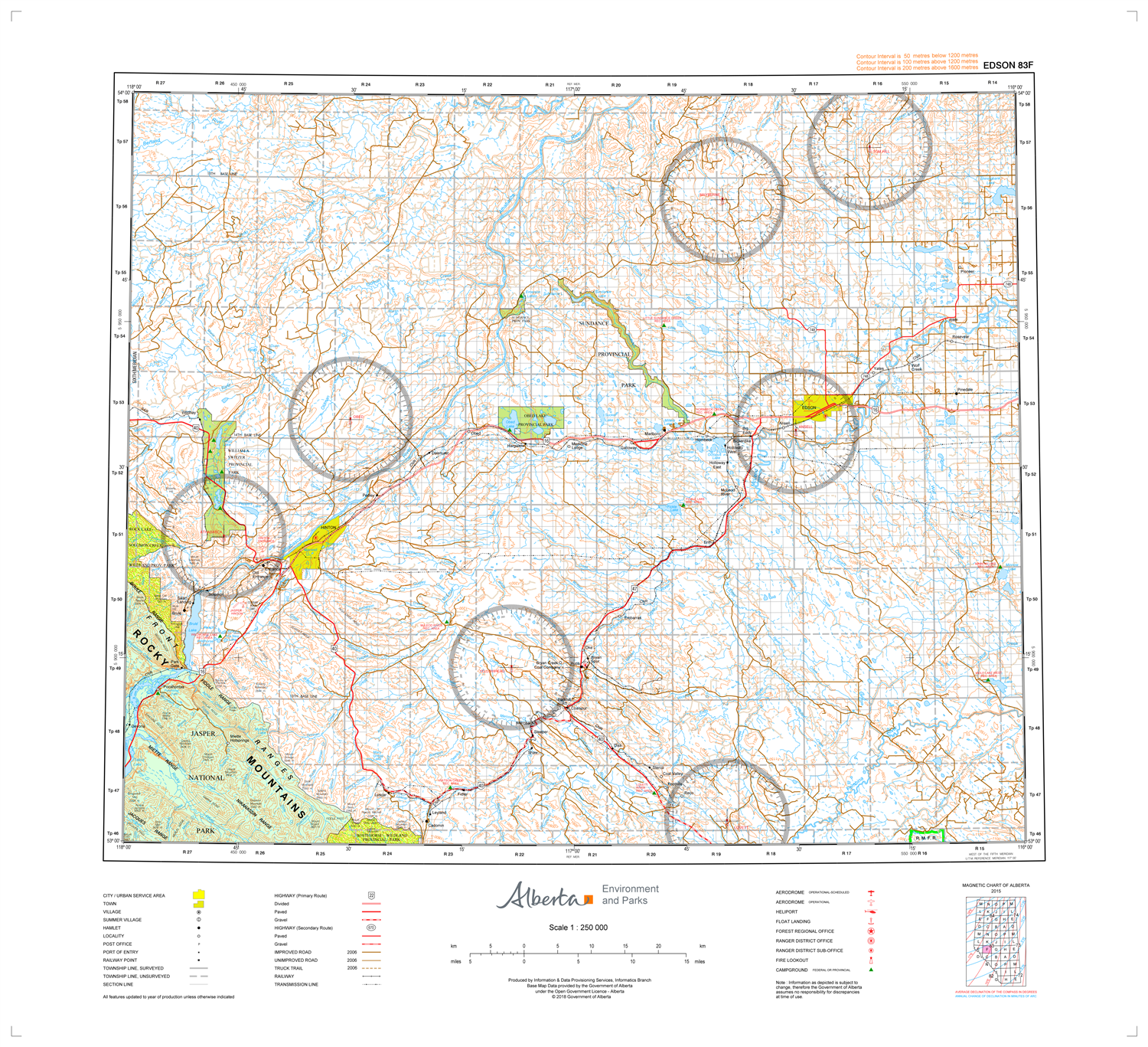 AB083F - EDSON - Topographic Map. The Alberta 1:250,000 scale paper ...